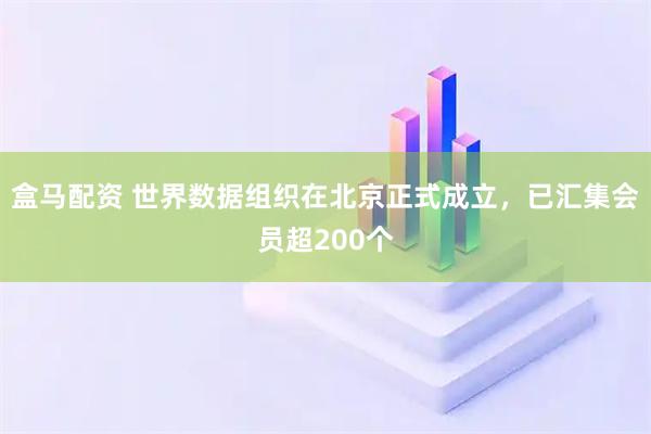 盒马配资 世界数据组织在北京正式成立，已汇集会员超200个